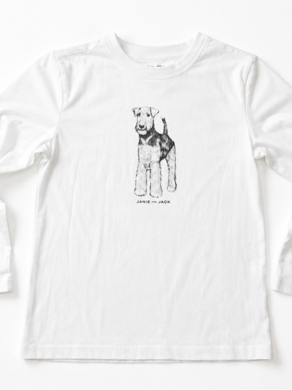 Janie and Jack Kids' White Airedale dog  Long-Sleeve Dog Graphic Tee